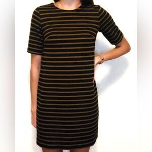 ANN TAYLOR LOFT Women's Black & Brown Striped Dress Size Medium